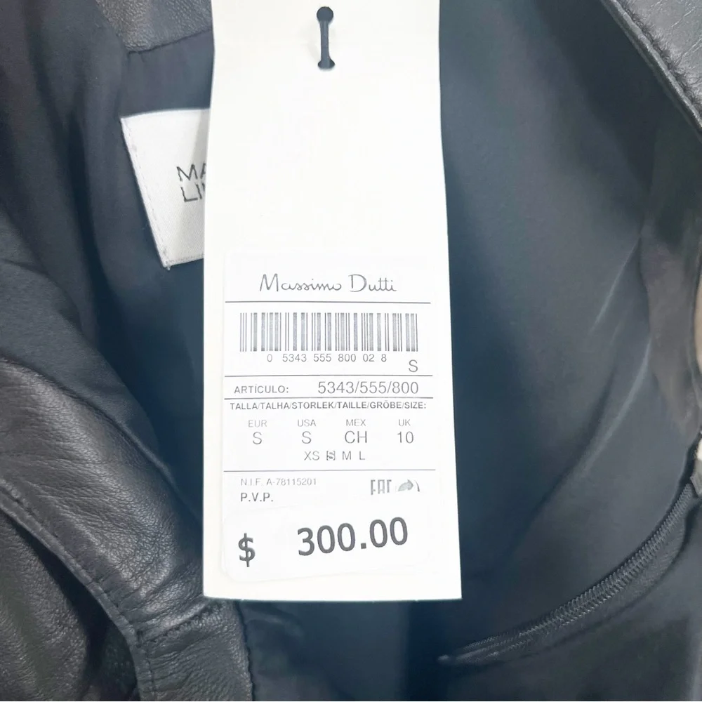 Massimo Dutti black sheep leather limited edition dress size S - Picture 8 of 11